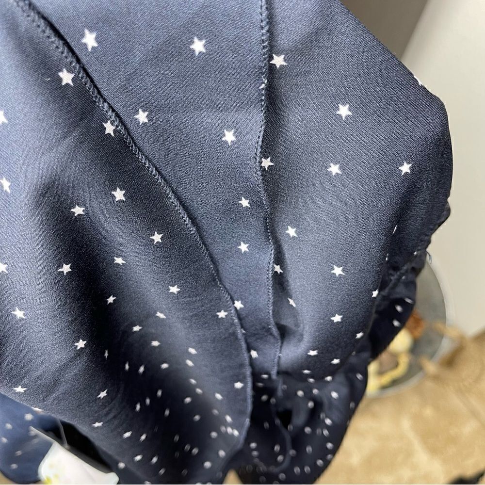 Vintage Y2K Indulge Midnight Blue Star Ruffle Single Shoulder Dress Size Medium - Picture 10 of 12